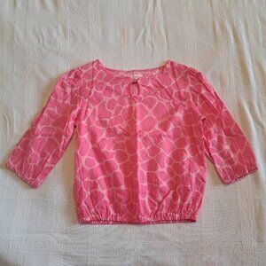 Lilly Pulitzer girls size 4 2 tone pink giraffe print top